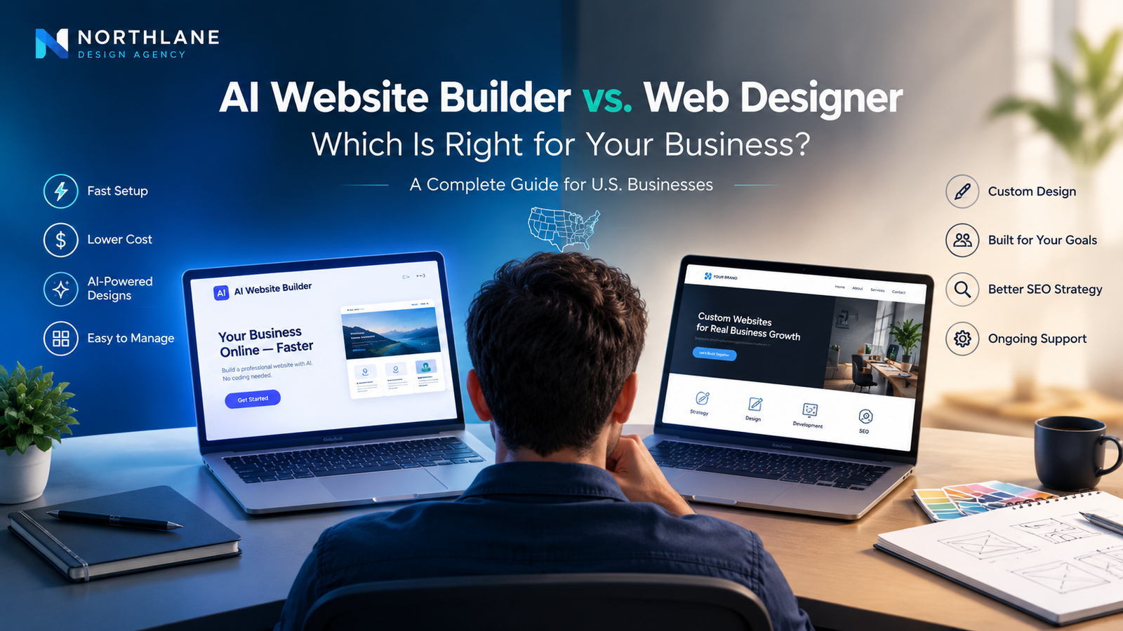 AI website builder vs web designer for U.S. businesses